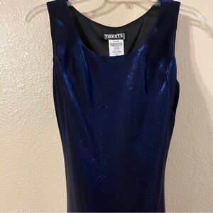 TICKETS® Vintage Size 8 Metallic Navy & Black Midi Sheath Dress